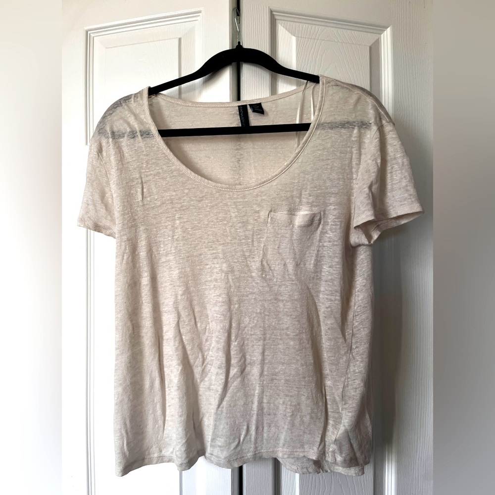 Cynthia Rowley Cream see thru T-shirt small.